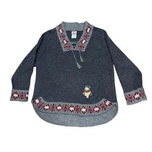 Disney Store Winnie the Pooh Winter Sweater Womens Medium Lace Neck Accent